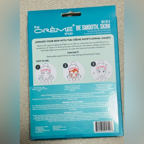 The Crème Shop Set of 3 Red Panda Facial Masks & Microfibre Quick Dry Hair Towel - Picture 4 of 7